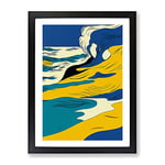 Waves On The Beach Abstract Framed Print for Living Room Bedroom Home Office Décor, Wall Art Picture Ready to Hang, Black A3 Frame (34 x 46 cm)