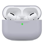 AHASTYLE AirPods Pro Case Protective Cover [Front LED Visible] Compatible with Apple AirPods Pro 2019 (Without Carabiner, Light Gray)