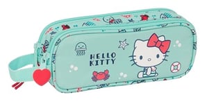 Safta Hello Kitty Sea Lovers Trousse Double pour Enfant, idéale pour Les Enfants d'âge Scolaire, Confortable et Polyvalente, qualité et résistance, 21 x 6 x 8 cm, Couleur Turquoise, Turquoise,