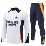 2425 Ny Real Madrid Fotboll Långärmad Halv Zip Tränings T-shirt för Vuxna och Barn Vit - Perfekt white S