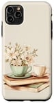 Coque pour iPhone 11 Pro Max Aquarelle Sauge Green Flower Books And Coffee