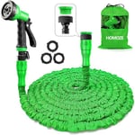 Garden Hose Pipe Expandable Garden Hose with 3/4", 1/2" Fittings, Anti-Leakage - Flexible Expanding Hose with 8 Function Spray Nozzle by HOMOZE(50FT, Green)