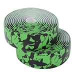 (Black Green)Bicycle Gel Bar Tape Wrap Prevent Slipping Shock Absorbing SLS