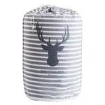 Cylindrical Clothes Pillow Blanket Quilt Storage Bags Reusable Drawstring Packing Bag for Under-Bed Storage Organizer (Deer Head)
