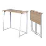 MEUBLE COSY Bureau Pliant pour Petits Espaces Table d'Ordinateur Pliante pour Bureau Domicile Poste de Travail Style scandinave Pieds en Métal 80x40x74cm Chêne