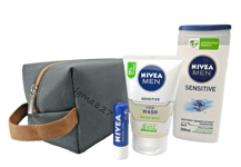 Nivea Men Get Ready Sensitive Wash Kit Bag Gift Set Shower Gel Face Wash