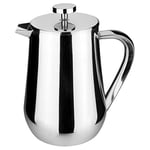 Café Olé UFD-10M UFD Series Cafetière à double paroi avec tampon en acier inoxydable – 8 tasses à moka, 1 l, finition brillante, anti-gouttes, presse à café, 1 litre