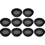 cyclingcolors 10x Grille de ventilation aération ronde plastique diamètre encastrement 50mm hauteur 12.5mm cache protection plafond mur menuiserie, noir