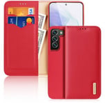 Samsung Galaxy S22+ (S22 plus) Plånboksfodral - Dux Ducis Äkta Läder Röd (RFID Skydd)