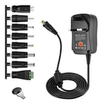 Universal Adapter Power Supply,220V to 6V 9V 12V 15V 18V 24V Adjustable DC Charger Adapter Switching 41W USB Port with 8 DC Plugs for CCTV Cam Router Speaker Lamp & Household Electronics