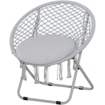 Loveuse fauteuil rond de jardin fauteuil lune papasan pliable grand confort macramé coton polyester gris