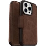 OtterBox Strada Case for iPhone 15 Pro for MagSafe, Shockproof, Drop proof, Premium Leather Protective Folio with Two Card Holders, 3x Tested to Military Standard, Brown