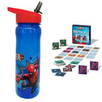 Marvel 1325 1698 Spider-Man Hero Reusable Water Bottle, Blue and red, 600ml & Ravensburger Spiderman Mini Memory Game - Matching Picture Snap Pairs Game For Kids Age 3+