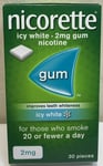 NICORETTE ICY WHITE 2mg GUM X 30 Pieces (NO BOX)