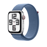 Apple Watch SE (GPS + Cellular) • 40 mm aluminiumboett silver • Sportloop vinterblå