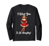 Vintage Pinup Santa Girl, Naughty Christmas List Long Sleeve T-Shirt