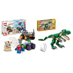 LEGO 10782 Marvel Hulk vs. Rhino Monster Truck Showdown, Toy for Kids, Boys & Girls Age 4 Plus with Spider-Man Minifigure, Spidey And His Amazing Friends Series & 31058 Creator Mighty Dinosaurs Toy