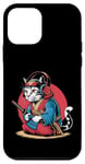 Coque pour iPhone 12 mini Japon Kawaii Cat Samurai Casque Casque Manette de Jeu Vidéo