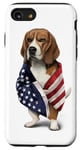 Coque pour iPhone SE (2020) / 7 / 8 Beagle Dog Patriot Wrap dans le drapeau des USA American Spirit