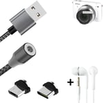 Data charging cable for + headphones Nikon Nikon 1 S1 + USB type C a. Micro-USB 
