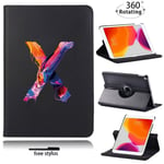 (iPad 2019 7th 10,2 Painting letter x) Apple IPad 2 3 4 5 6 7th Gen/Mini 4/5/iPad 8 9th 2020 2021 10,2" Alkuperäinen nimi Nahkainen Pyörivä jalusta Tabletin suojukset Tietokoneen kannet ja suojakalvot