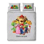 Nintendo Super Mario Parure de lit Double réversible avec Housse de Couette réversible et taies d'oreiller Assorties en Polycoton