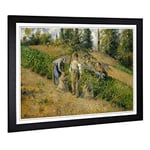 Big Box Art Framed Print of Camille Pissaro The Harvest Design | Wall Art Picture | Home Decor for Kitchen, Living, Dining Room, Bedroom, Hallway, Office, Black, A2 / 24.5x18 Inch / 62x45cm