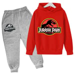 Jurassic Park Dinosaurier Barnkläder Huvtröjor + Set Pojkar Flickor Semesterpresent Sweatshirt Vår Höst Kappa Sportdräkt Army Green 160cm