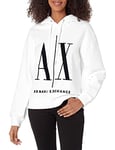 Armani Exchange Icon Project Sweat à Capuche Sweatshirt, Blanc, X-Small Femme