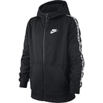 Nike B NSW Repeat FZ Poly Hood Sweat-Shirt Garçon, Black/White, FR : L (Taille Fabricant : L)