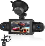 Dashcam 360 degrés, caméra Frontale HD 1080P avec caméra Gauche/Droite/arrière, capteur G à 4 canaux, détection de Mouvement, Enregistrement en Boucle, Mode stationnement 24 Heures