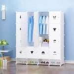 Wyctin - Hofuton Penderie Armoire Cubes Etagère Rangement 20 Casiers Plastique Modulable diy 165x147 cmx36cm Blanc