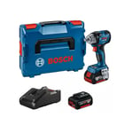 Boulonneuse à choc 18V gds 18V-330 hc + 2 batteries gba 5Ah + chargeur en coffret l-boxx Bosch 06019L5003 - Noir