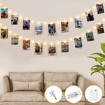 Kolpop 50LED Photo Clip String Lights, 5M Photo Peg Fairy Lights Indoor with 30 Clips Battery Powered Cooper Wire Hanging String Photo Display for Bedroom Birthday Wedding Party Christmas Decorations