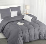 Utopia Bedding Housse de Couette 220x240 cm avec 2 Taies d'oreiller 65x65 cm (Gris) - Parure de lit 220 x 240 cm - Ensembles de Housses de Couette en Microfibre brossée Douce