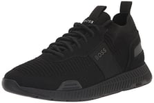 BOSS Men's Mesh Mix Running Sneakers, Black Oil, 7 UK