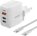 Chargeur USB C 65W avec 1.5 M Câble USB C,3-en-1 Chargeur Rapide PD GaN3 Tech Compatible avec pour MacBook Pro/Air,USB-C Laptop/iPad Pro/iPhone 15 Pro/Galaxy S24 Ultra/Z Fold