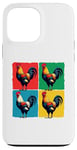 iPhone 13 Pro Max Colorful Funny Chicken Art, Crazy Chicken Rooster Family Case