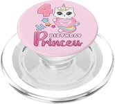 Birthday Girl 4 Year Old, Cute Cat Unicorn with Pink Heart PopSockets PopGrip for MagSafe