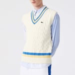 Lacoste Mens Classic Fit Fool Sweater Vest in Cream material_Wool - Size 3XL