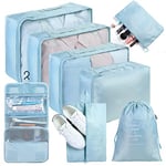 AiQInu Rangement Valise Lot de 8 Organisateur de Voyage Packing Cubes Organiseur, Sac de Toilette, Vêtements, Chaussures,Sacs à cosmétiques pour Voyage et Bagage Sacs