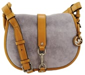 Michael Kors Lilac Shoulder Bag Suede & Brown Leather Medium Saddle Style Jamie