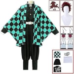 Demon Slayer Kimono Kamado Tanjirou Cosplay Kostym Halloween Anime Uniform Set för Vuxna och Barn V 8-delars set 8 piece set 160