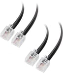 Pack de 2 Câble téléphonique de 3m (cable RJ11 vers RJ11) pour téléphone, Internet DSL, ADSL, modem en Noir - 3m