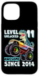 iPhone 15 Level 11 Unlocked T Rex Monster Truck Dinosaur 11th Birthday Case