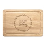 Personalised Congratulations Mr & Mrs Wedding Rectangular Wooden Chopping Board