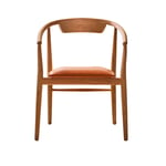 B&B Italia - Jens Chair With Armrests, Br 61, Smoke Stained Oak, Seat Cover Natural Thick Leather 201 - Ruokapöydän tuolit - Antonio Citterio - Valkoinen - Nahka/Puu