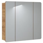 Armoire de salle de bain avec miroir murale - Chêne artisanal doré - L80-H75-P16 - ARRIBA