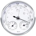 Analog väderstation, barometer, termometer, hygrometer (Silver, 128 mm) silver