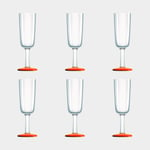 Palm Champagneglas i plast Flute Orange, non-slip, transparent/orange, 18 cl, 6-pack